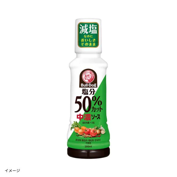 ブルドックソース「塩分50％カット 中濃ソース」200ml